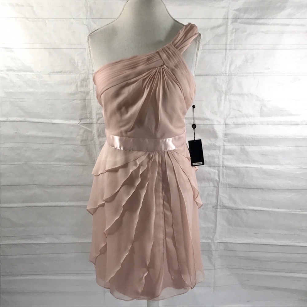Adrianna Papell One Shoulder Dress Pink Size 14